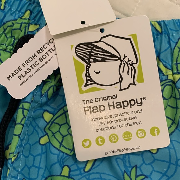NWT Flap Happy Swim Trunks, Blue & Green Turtle Design, Boys Size 12M - Picture 5 of 10